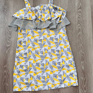 Mesmerize Large Grey/Yellow/White Sleeveless Dress Midi